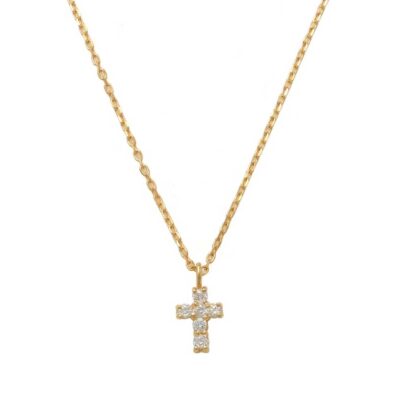 Catwalk Jewellery kultainen ristikaulakoru zirkonioilla 15117-4YCZ