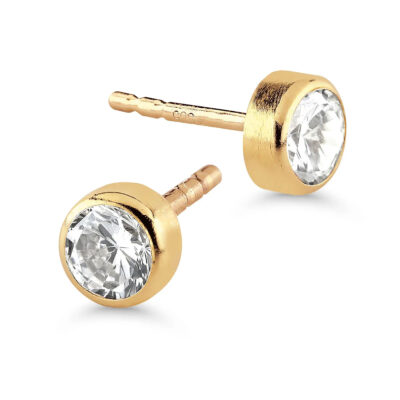 Suomen Korutuote kultaiset korvakorut zirkonioilla 4mm SA-0206/04Z